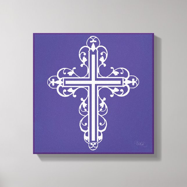 Fancy Cross Design No. 8 Purple Canvas Print (Front)