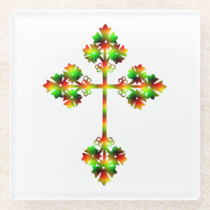 FANCY CROSS GLASS COASTER