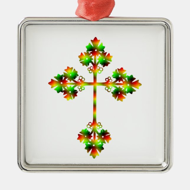 FANCY CROSS METAL TREE DECORATION (Front)