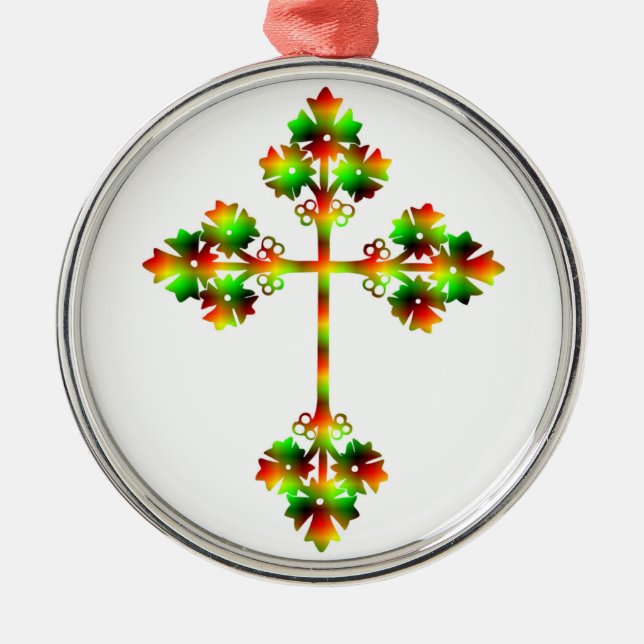 FANCY CROSS METAL TREE DECORATION (Front)