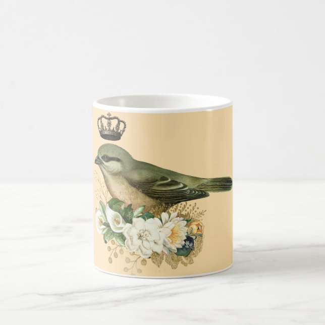 Fancy Crown Bird on Peach Coffee Mug (Center)