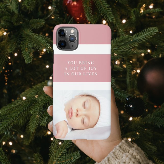 Fancy Cute Baby Photo | Pink & White | Quote  iPhone Case (Creator Uploaded)