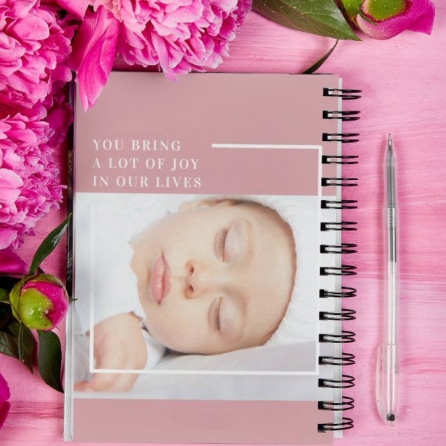 Fancy Cute Baby Photo | Pink & White | Quote  Notebook (Creator Uploaded)