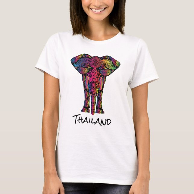 Fancy Decorative Mandala Elephant  Thailand T-Shirt (Front)