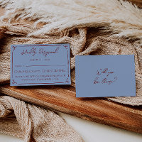 Fancy Deep Red Blue Frame Whimsy Wedding RSVP