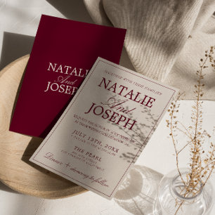 Fancy Deep Red Cream Old Money Luxury Wedding Invitation