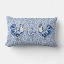 Fancy Delft Blue And White Rooster Chicken