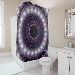 Fancy Delicate Black & White Lace Pattern Shower Curtain