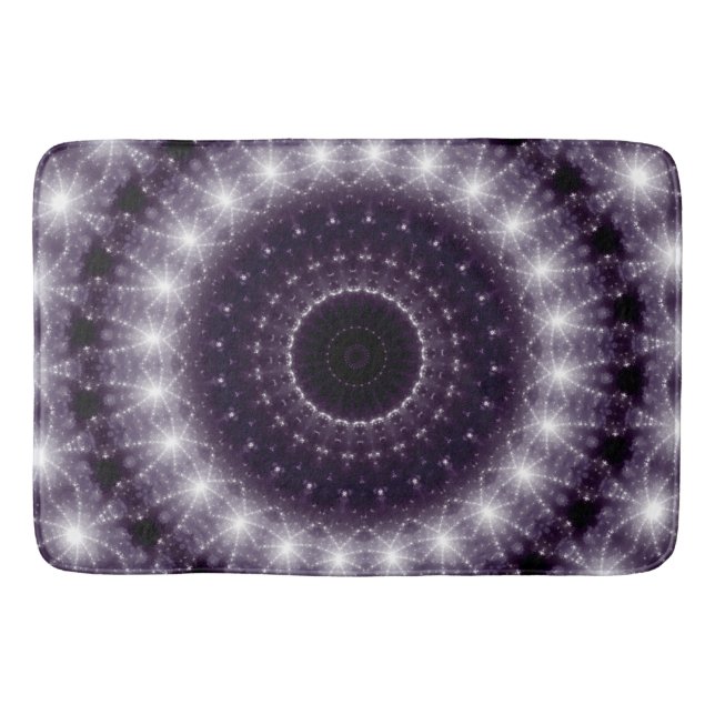 Fancy Delicate Black & White Round Lace Bath Mat (Front)