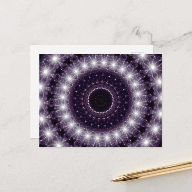 Fancy Delicate Black & White Round Lace Postcard (Front/Back In Situ)