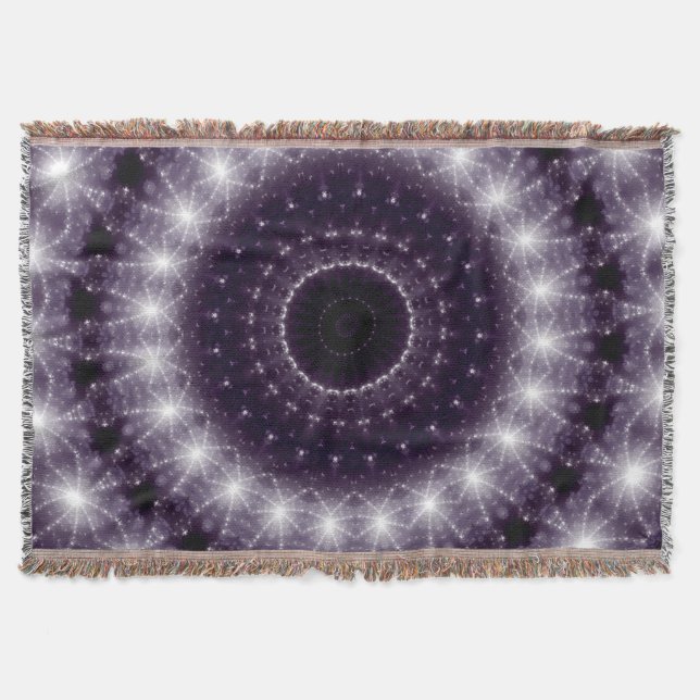 Fancy Delicate Black & White Round Lace Throw Blanket (Front)