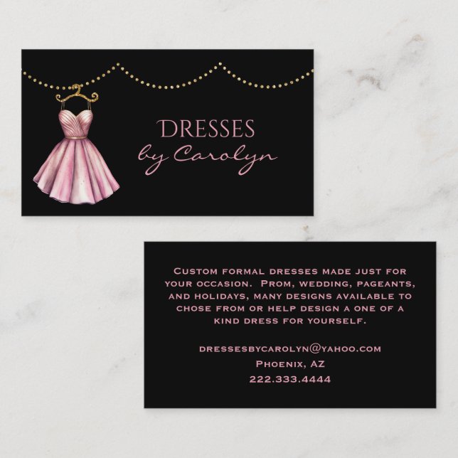 Fancy Dress Tailor Glittery Business Card (Front/Back)