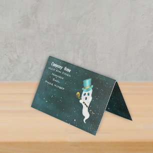 Fancy Dressed up Ghost Top Hat Skull Cane Sky Business Card