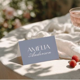 Fancy Dusty Blue Old Money Wedding Place Cards