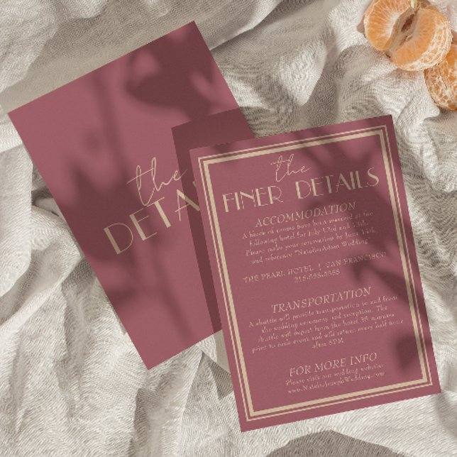 Fancy Dusty Rose Ivory Old Money Wedding Details  Enclosure Card (Creator Uploaded)