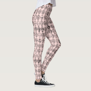Fancy Easter Eggs Pattern Light Coral Leggings