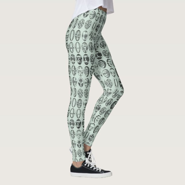 Fancy Easter Eggs Pattern Light Green Leggings (Right)