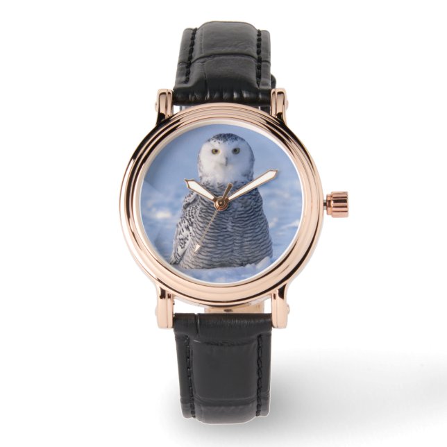 Fancy Elegant Arctic Snowy Owl Photo Designed Watch (Front)