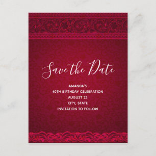 Fancy & Elegant Red Background Stylish Birthday Invitation Postcard