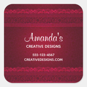 Fancy & Elegant Red Background Stylish Business Square Sticker