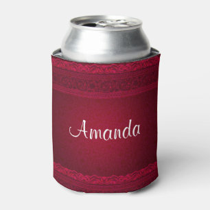 Fancy & Elegant Red Background Stylish Can Cooler