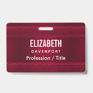 Fancy & Elegant Red Background Stylish ID Badge