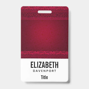 Fancy & Elegant Red Background Stylish ID Badge