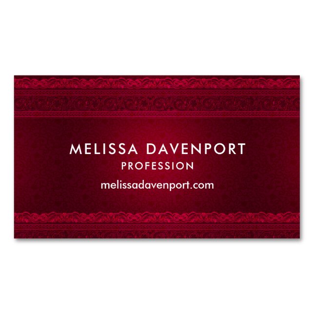 Fancy & Elegant Red Background Stylish Magnetic Business Card (Front)