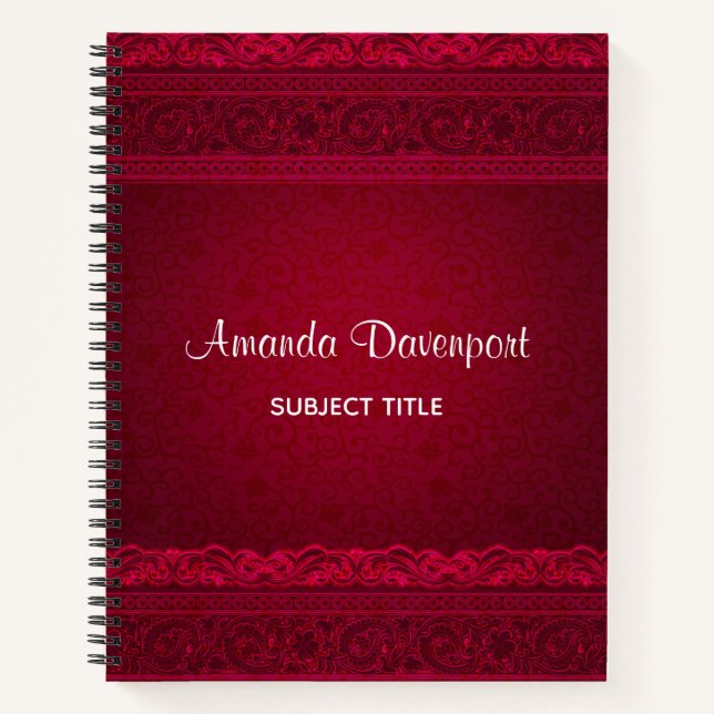 Fancy & Elegant Red Background Stylish Notebook (Front)