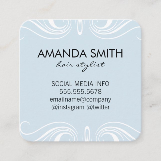Fancy Elements / Baby Blue Square Business Card (Front)