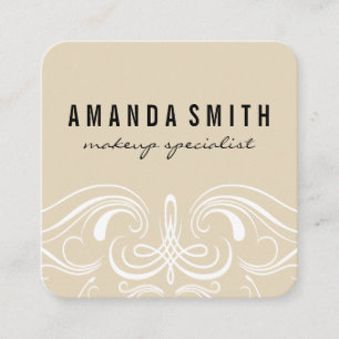 Fancy Elements Beige Square Business Card