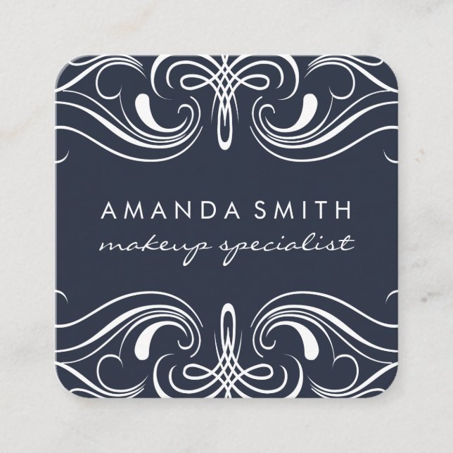 Fancy Elements Blue Square Business Card (Front)