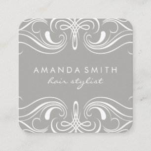 Fancy Elements Grey Square Business Card