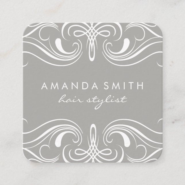 Fancy Elements Grey Square Business Card (Front)
