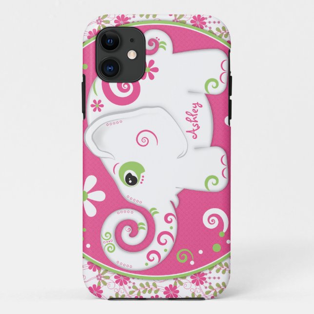 Fancy Elephant Floral Case-Mate iPhone Case (Back)