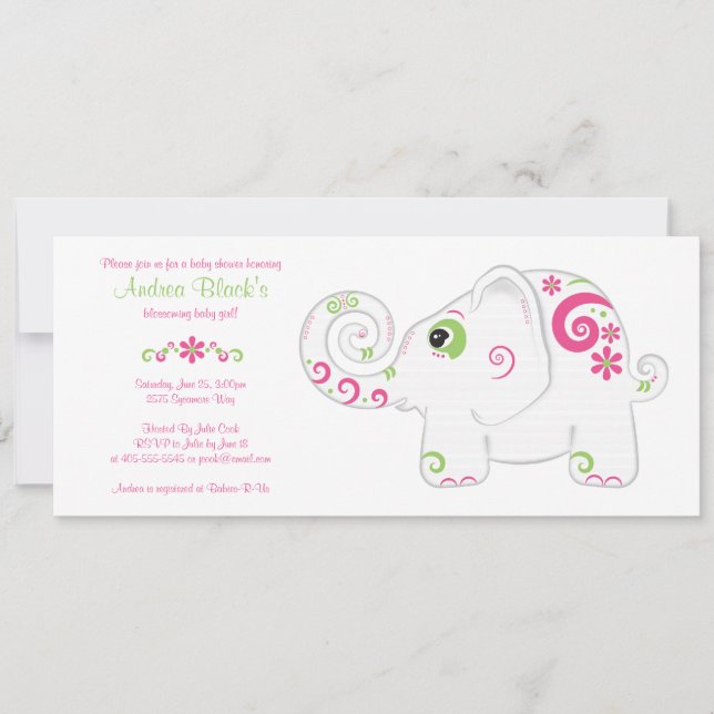 Fancy Elephant on Parade Baby Shower Invitation (Front)