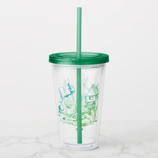 Fancy "Elf Manor" Colour Printed Acrylic Tumbler (Front)