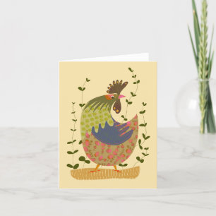 Fancy Fall Colors Chicken BLANK Greeting Card