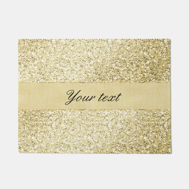 Fancy Faux Gold Glitter Personalised Doormat (Front)