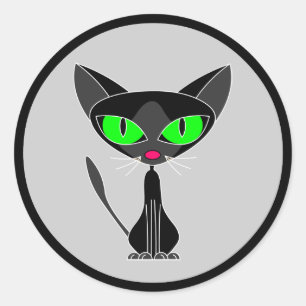 Fancy Feline Black Cat Stickers