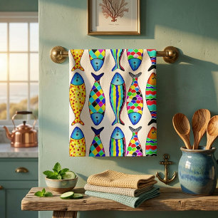 Fancy fish tea towel