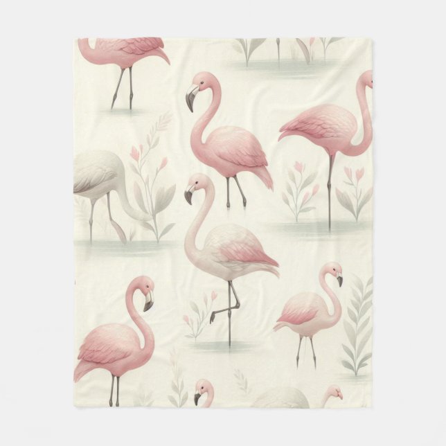 Fancy Flamingo Fleece Blanket (Front)