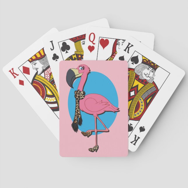 Fancy Flamingo Playing Cards, Standard Index faces Cards (Back)