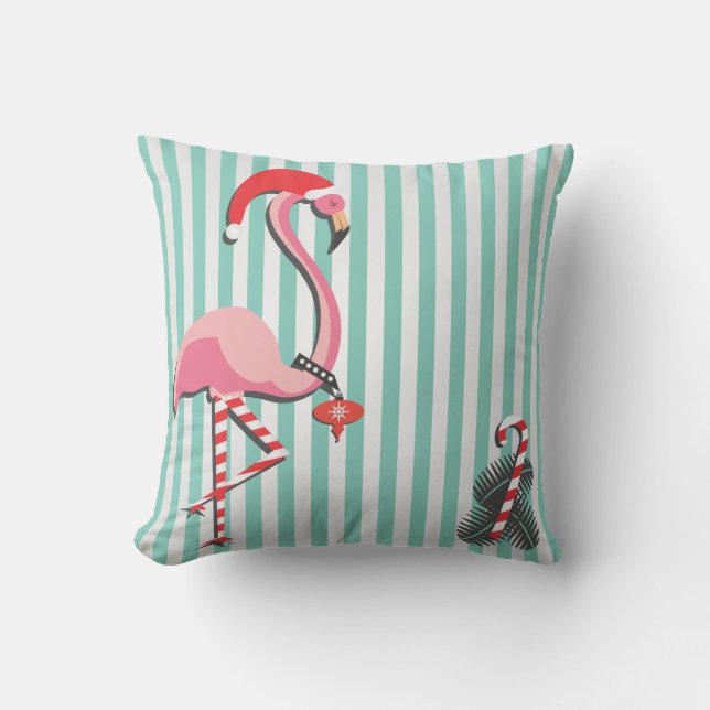 Fancy Flamingo Ready for Christmas Cushion (Front)