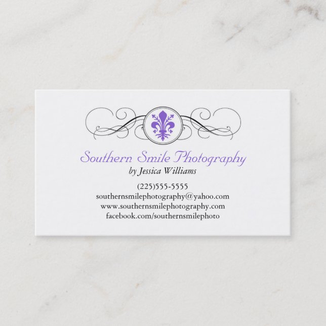 Fancy Fleur de Lis Business Card (Front)