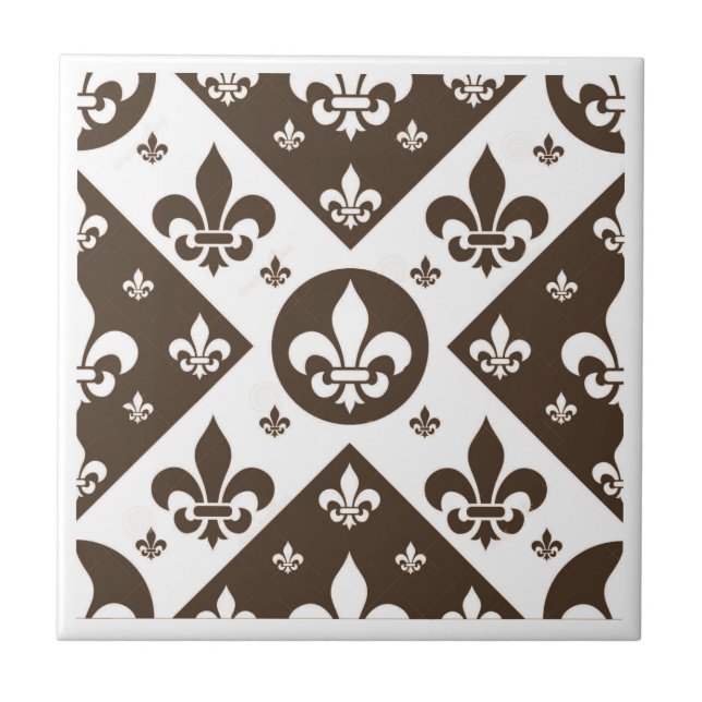 Fancy Fleur De Lis Tan Tile (Front)