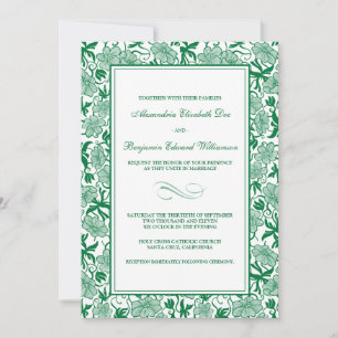 Fancy Floral Emerald Wedding Invitation