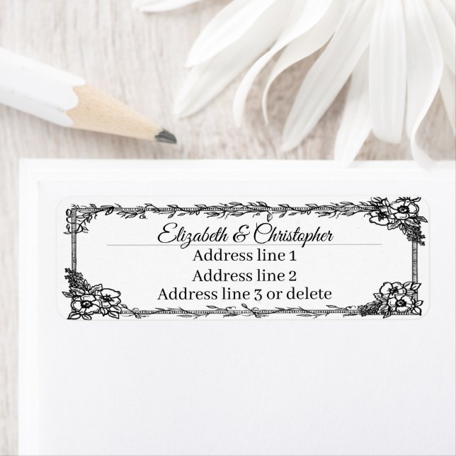 Fancy Floral Frame Custom Name Return Address (Insitu)