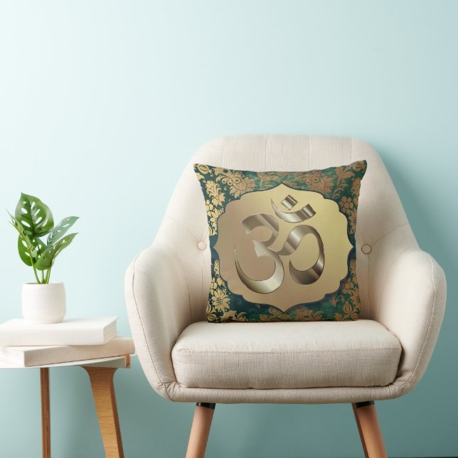 Fancy Floral Gold Om  Cushion (Chair)