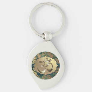 Fancy Floral Gold Om    Key Ring